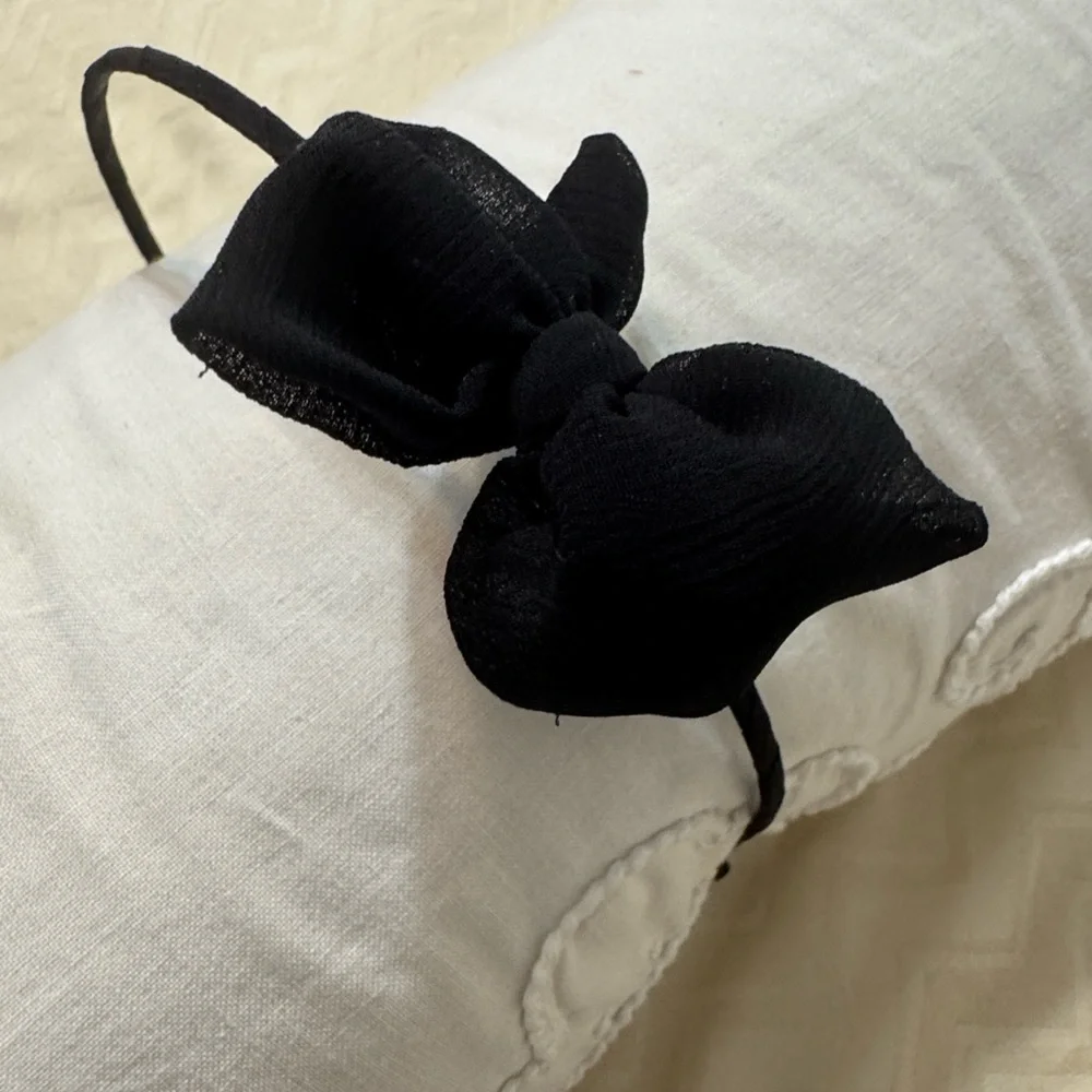 Elegant Black Bow chiffon fabric Headband - Picture 3 of 7